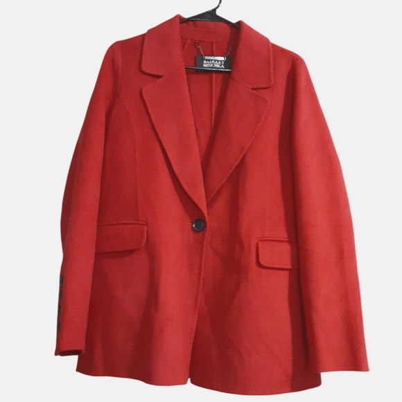 Badgley Mischka wool coat jacket women red M one button soft comfy event luxury